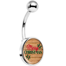 Load image into Gallery viewer, Rustic Wood Merry Christmas Belly Ring
