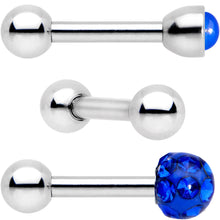 将图片加载到图库查看器，16G 1/4 Blue Faux Opal Inlay Cartilage Tragus Earring 3 Pack Set

