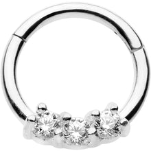 将图片加载到图库查看器，16G 5/16 Clear Gem Hinged Segment Ring Circular Barbell
