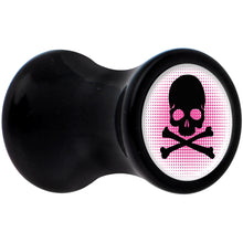 Load image into Gallery viewer, Black Acrylic Pink Black Skull Saddle Plug Set 4G
