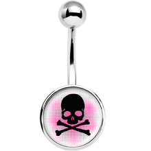 将图片加载到图库查看器，Pink Black Skull Belly Ring
