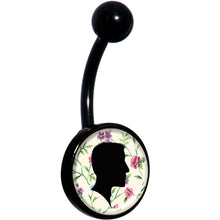 将图片加载到图库查看器，Man Floral Silhouette Black Belly Ring
