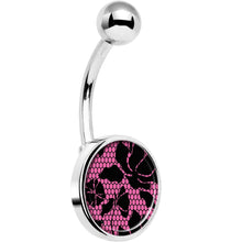 Load image into Gallery viewer, Pink Floral Lace Belly Ring
