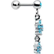 Load image into Gallery viewer, 16G 1/4 Aqua Gem Double Star Dangle Cartilage Tragus Earring
