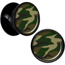Load image into Gallery viewer, Black Acrylic Woodland Camo Print Saddle Plug Set 1/2
