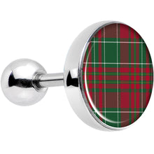 Load image into Gallery viewer, 16G 1/4 Christmas Red Green Plaid Tragus Cartilage Earring
