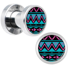 Load image into Gallery viewer, Pink Teal Tribal Print Steel Screw Fit Plug Set 4G
