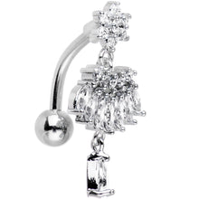 将图片加载到图库查看器，Clear CZ Pendant Top Mount Dangle Belly Ring
