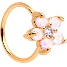 Load image into Gallery viewer, 5/16 White Faux Opal CZ Rose Gold IP Flower Seamless Circular Ring
