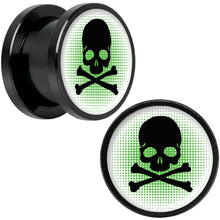 Load image into Gallery viewer, Green Black Skull Black Anodized Screw Fit Plug Set 1/2
