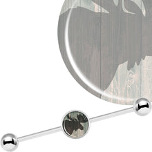 Load image into Gallery viewer, 14G Holiday Rustic Wood Moose Industrial Barbell 37mm
