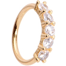 Load image into Gallery viewer, 18G 1/4 Clear CZ Gem 14k Yellow Gold Seamless Circular Ring

