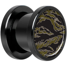Load image into Gallery viewer, Tiger Camo Print Black Anodized Screw Fit Plug Set 00G
