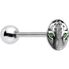 Load image into Gallery viewer, Black White Tiger Eyes Barbell Tongue Ring
