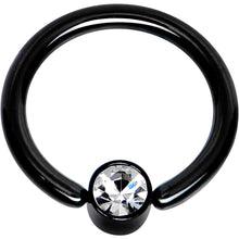 将图片加载到图库查看器，16G 5/16 Clear Gem 3mm Disc Black IP BCR Captive Ring
