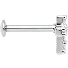 Load image into Gallery viewer, 5/16 Clear CZ Internally Threaded Cross Labret Monroe
