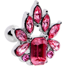 Load image into Gallery viewer, 16G 1/4 Pink Gem Flower Tiara Amulet Cartilage Tragus Earring
