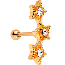 Load image into Gallery viewer, 18G Clear Gem Rose Gold Plated Star Trio Cartilage Tragus Earring

