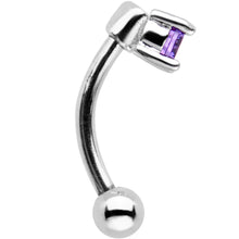 Load image into Gallery viewer, 5/16 Purple CZ Gem Fashionista Curved Eyebrow Rook Earring
