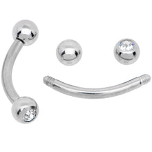 Load image into Gallery viewer, 16G 5/16 CZ Gem Internally Threaded Curved Eyebrow Ring Pack Set of 8

